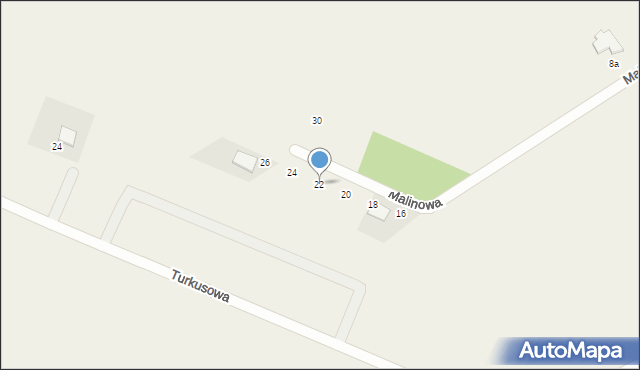Małkowo, Malinowa, 22, mapa Małkowo