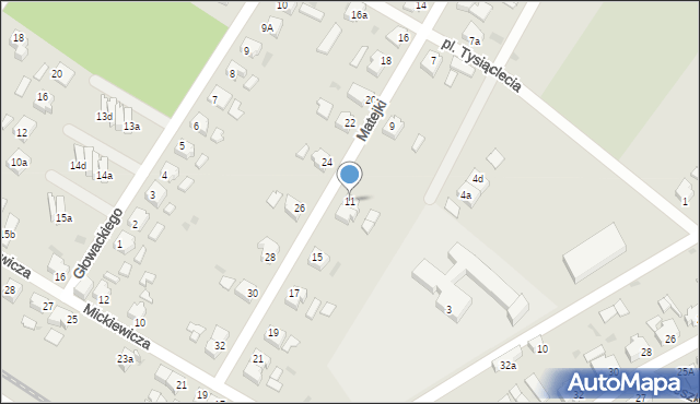 Małomice, Matejki Jana, 11, mapa Małomice