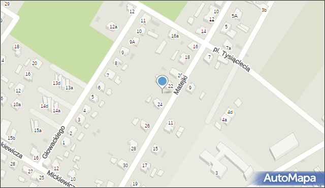 Małomice, Matejki Jana, 22a, mapa Małomice