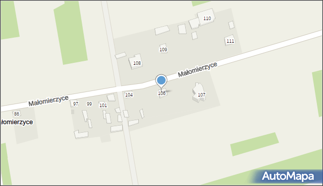 Małomierzyce, Małomierzyce, 106, mapa Małomierzyce
