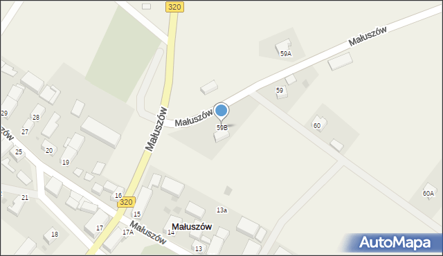 Małuszów, Małuszów, 59B, mapa Małuszów