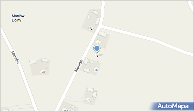 Maniów, Maniów, 74, mapa Maniów