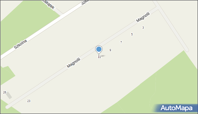 Manowo, Magnolii, 11, mapa Manowo