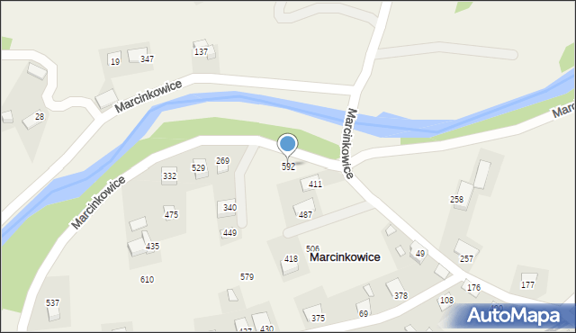 Marcinkowice, Marcinkowice, 592, mapa Marcinkowice