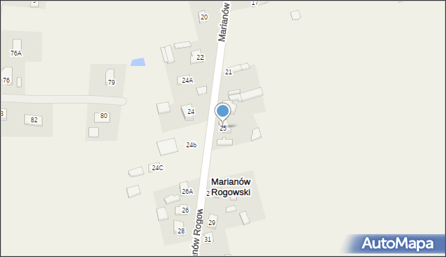 Marianów Rogowski, Marianów Rogowski, 25, mapa Marianów Rogowski