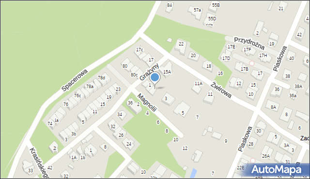 Marki, Magnolii, 1b, mapa Marki