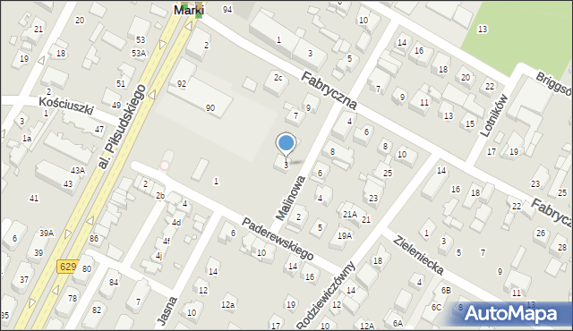 Marki, Malinowa, 3, mapa Marki