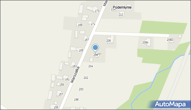 Masłów Drugi, Marszałka Józefa, ks., 206, mapa Masłów Drugi