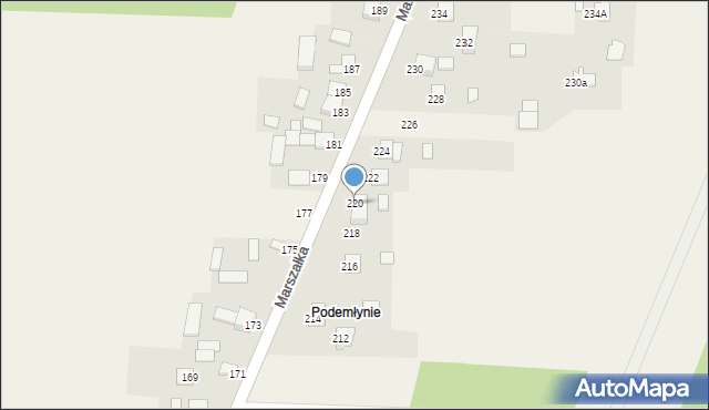 Masłów Drugi, Marszałka Józefa, ks., 220, mapa Masłów Drugi