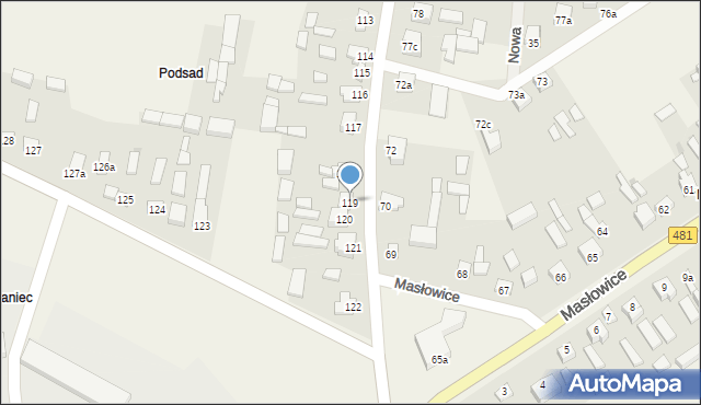 Masłowice, Masłowice, 119, mapa Masłowice