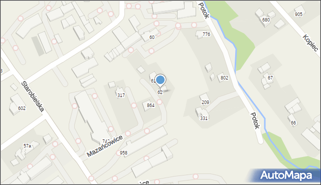 Mazańcowice, Mazańcowice, 62, mapa Mazańcowice