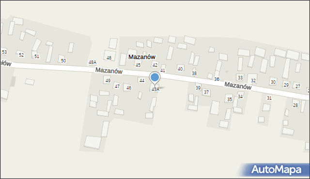 Mazanów, Mazanów, 43A, mapa Mazanów