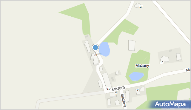 Mażany, Mażany, 13, mapa Mażany