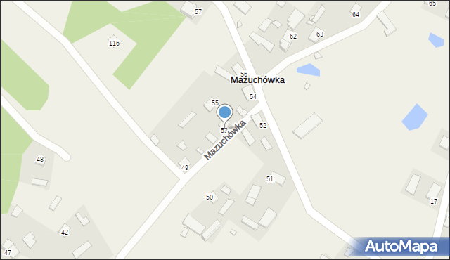 Mazuchówka, Mazuchówka, 53, mapa Mazuchówka