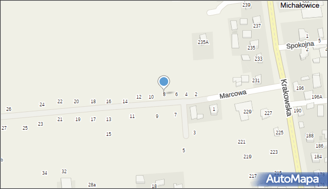Michałowice, Marcowa, 8, mapa Michałowice