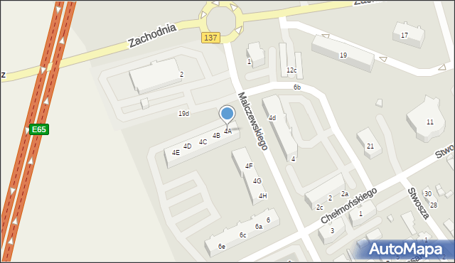 Międzyrzecz, Malczewskiego Jacka, 4A, mapa Międzyrzecz