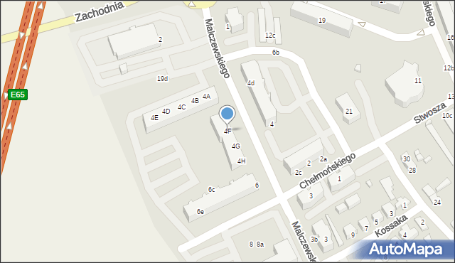 Międzyrzecz, Malczewskiego Jacka, 4F, mapa Międzyrzecz