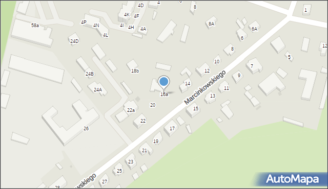 Międzyrzecz, Marcinkowskiego, 16a, mapa Międzyrzecz