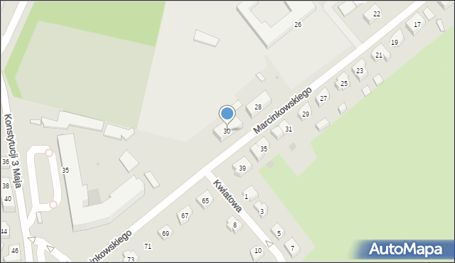 Międzyrzecz, Marcinkowskiego, 30, mapa Międzyrzecz