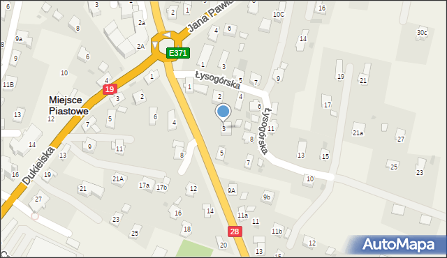 Miejsce Piastowe, Markiewicza Bronisława, bł. ks., 3, mapa Miejsce Piastowe