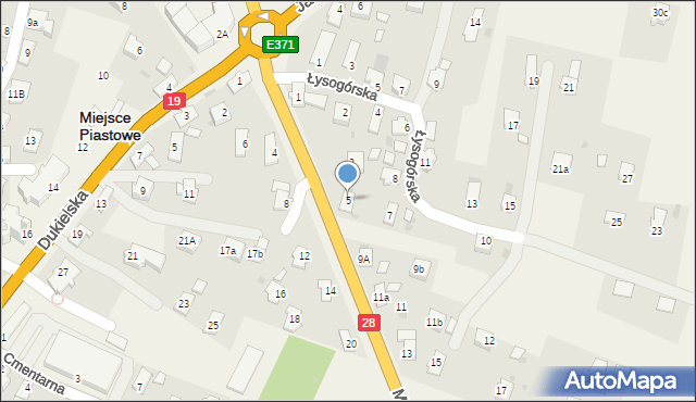 Miejsce Piastowe, Markiewicza Bronisława, bł. ks., 5, mapa Miejsce Piastowe