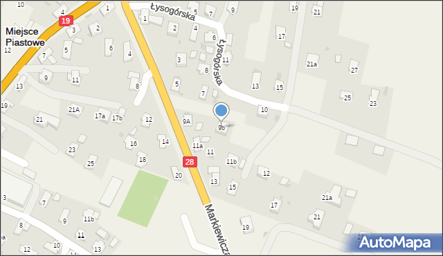 Miejsce Piastowe, Markiewicza Bronisława, bł. ks., 9b, mapa Miejsce Piastowe