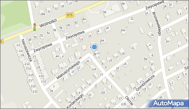 Mielec, Makuszyńskiego Kornela, 18, mapa Mielca