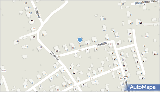 Mielec, Matejki Jana, 8, mapa Mielca