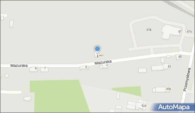 Mielec, Mazurska, 6, mapa Mielca