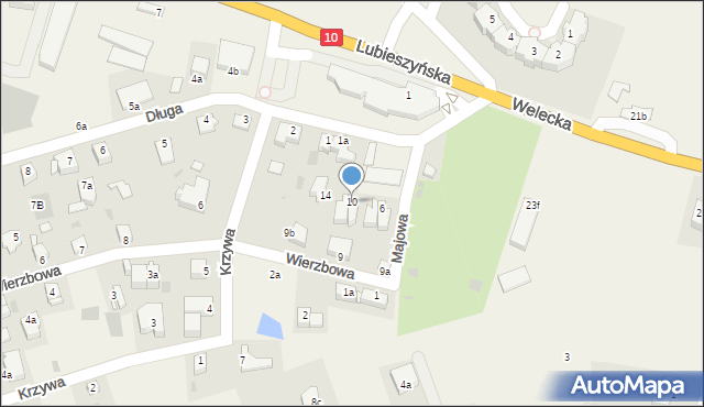 Mierzyn, Majowa, 10, mapa Mierzyn