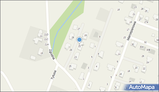 Mierzyn, Malownicza, 21, mapa Mierzyn