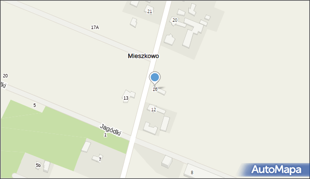 Mieszkowo, Malinowa, 16, mapa Mieszkowo