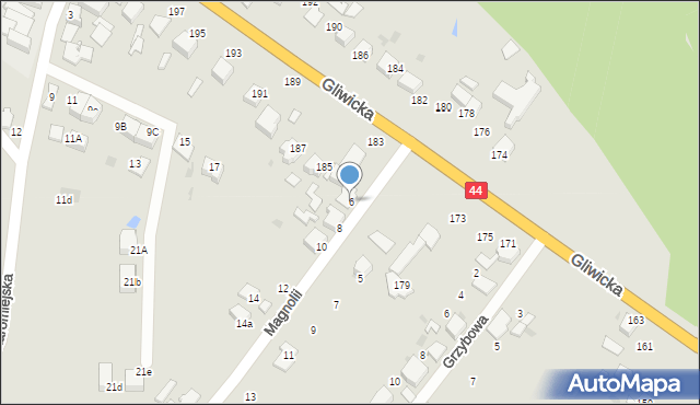 Mikołów, Magnolii, 6, mapa Mikołów