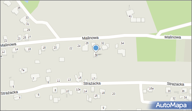 Mikołów, Malinowa, 28a, mapa Mikołów