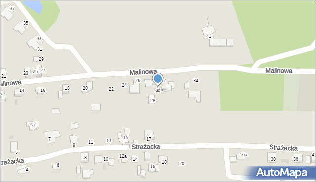 Mikołów, Malinowa, 30, mapa Mikołów