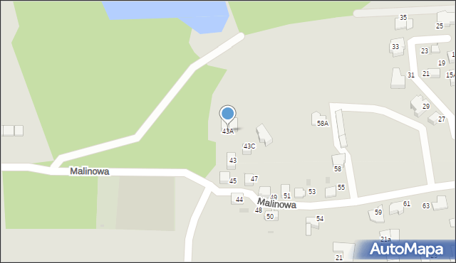Mikołów, Malinowa, 43A, mapa Mikołów
