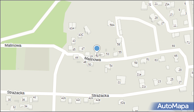 Mikołów, Malinowa, 51, mapa Mikołów