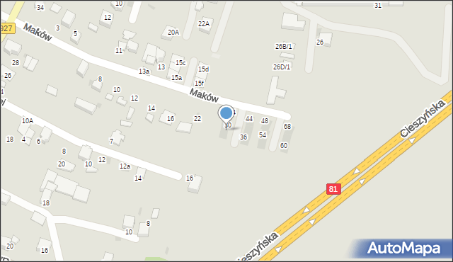 Mikołów, Maków, 32, mapa Mikołów