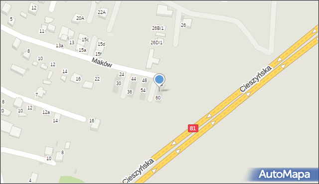 Mikołów, Maków, 66, mapa Mikołów