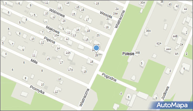 Milanówek, Makowa, 16, mapa Milanówek