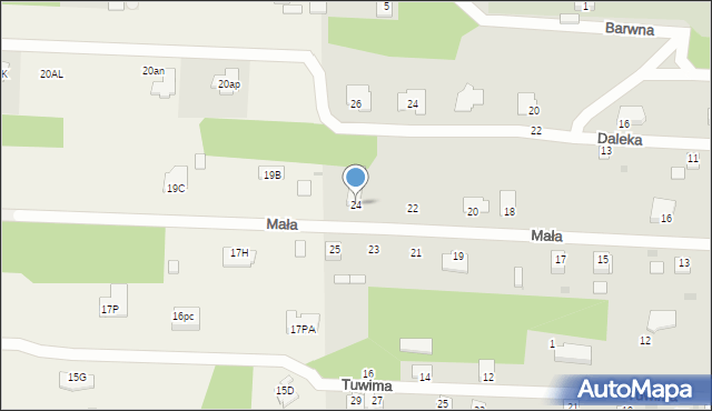 Milanówek, Mała, 24, mapa Milanówek