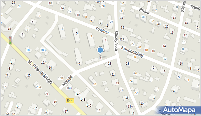 Mława, Matejki Jana, 1, mapa Mława