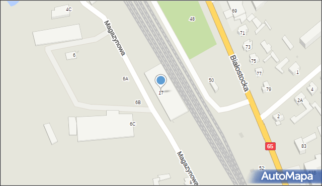 Mońki, Magazynowa, 17, mapa Mońki