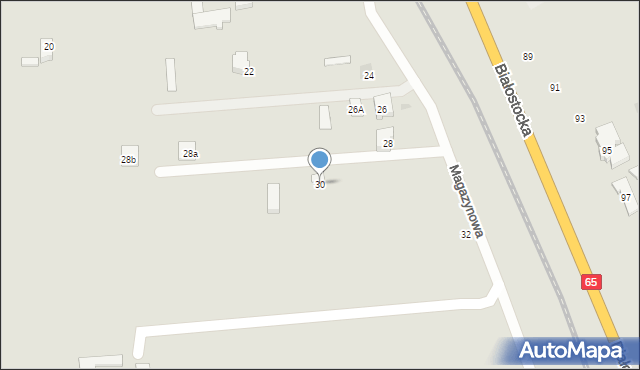 Mońki, Magazynowa, 30, mapa Mońki