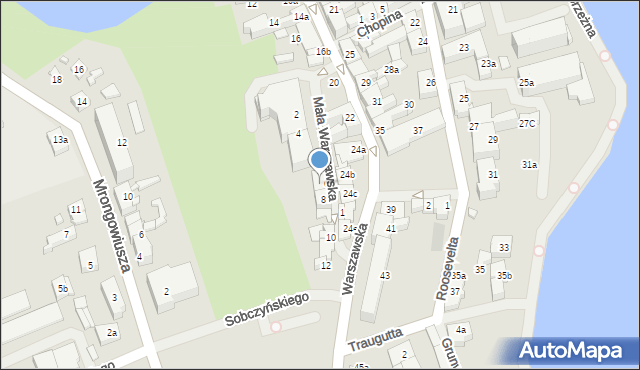 Mrągowo, Mała Warszawska, 9, mapa Mrągowo