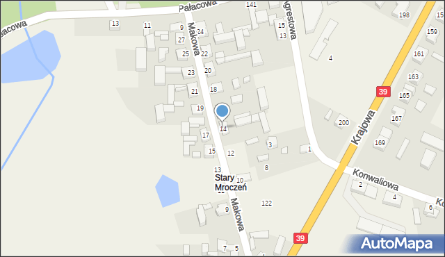 Mroczeń, Makowa, 14, mapa Mroczeń