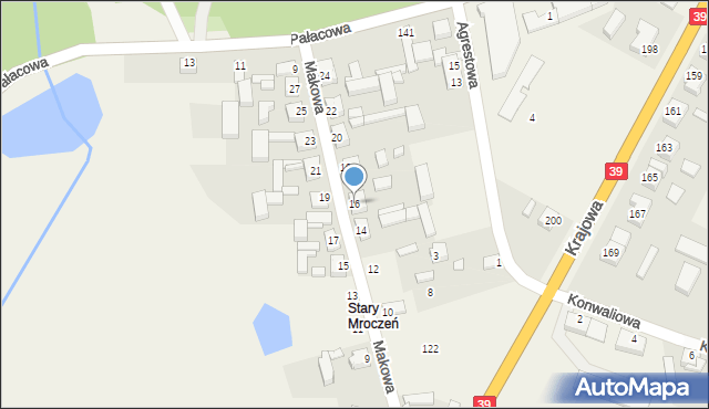 Mroczeń, Makowa, 16, mapa Mroczeń