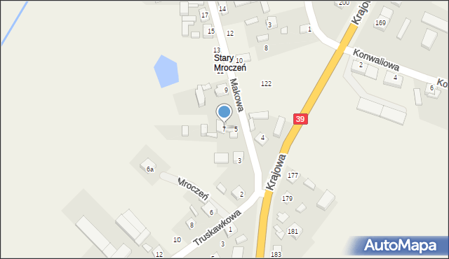 Mroczeń, Makowa, 7, mapa Mroczeń