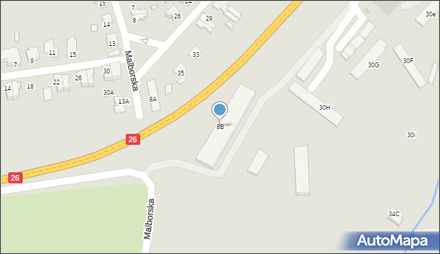 Myślibórz, Malborska, 8B, mapa Myślibórz