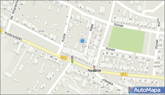 Nasielsk, Mała, 1, mapa Nasielsk